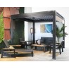 PÉRGOLA DE JARDÍN IMPERMEABLE CON CONTROL REMOTO COLOR GRIS