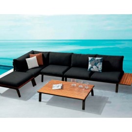 SET SALA PUNTO COLOR NEGRO PARA JARDÍN CON MESA CENTRO (5 PZS)