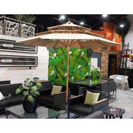 SOMBRILLA DE JARDÍN DE DOBLE TECHO CON BASE KHAKI