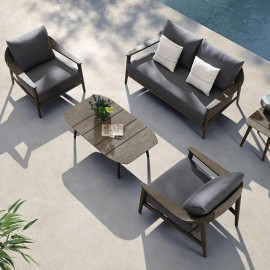 SET DE SALA LEO PARA JARDÍN CON MESA CENTRAL Y LATERAL (5 PZS)