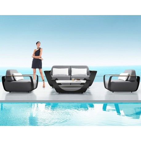 SET SALA ONDA PARA JARDÍN CON MESA DE CENTRO (4 PZS)