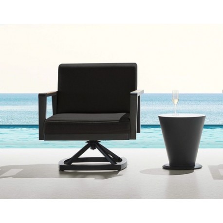 SILLÓN EMOTI DE JARDÍN CON BASE GIRATORIA COLOR NEGRO (1 PZA)