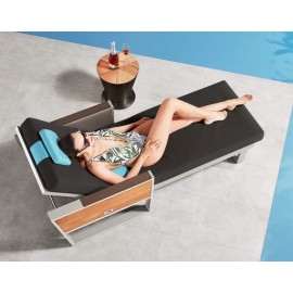 CAMASTRO YORK NEGRO CON MESA LATERAL PLEGABLE CUBIERTA SUNBRELLA
