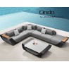 SET SALA ESQUINERA ONDA PARA JARDÍN CON MESA DE CENTRO Y CUBIERTA SUNBRELLA, DISEÑADO POR PININFARINA (5 PZS, NEGRO)