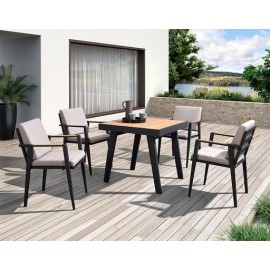 SET COMEDOR EMOTI PARA JARDÍN DE 4 SILLAS CON REPOSABRAZOS
