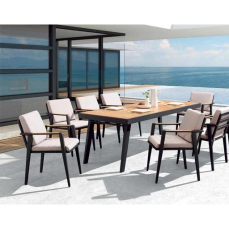 SET COMEDOR EMOTI PARA JARDÍN DE 8 SILLAS CON REPOSABRAZOS