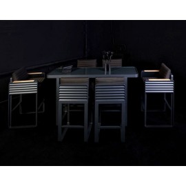 SET MESA DE BAR AIRPORT PARA JARDÍN CON 6 SILLAS, DISEÑADO POR NICOLAS THOMKINS.