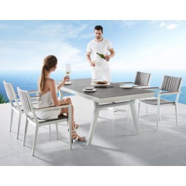 SET COMEDOR CHAMPION PARA JARDÍN DE 6 SILLAS CON REPOSABRAZOS