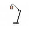 SET LÁMPARA SOLAR AURORA (42.5×23×23cm) DE INTERIOR/EXTERIOR CON BASE NEGRA Y MADERA DE TECA