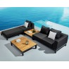 SET SALA ESQUINERA POLO PRO COLOR NEGRO PARA JARDÍN CON MESA DE CENTRO Y LATERAL (4 PZAS)
