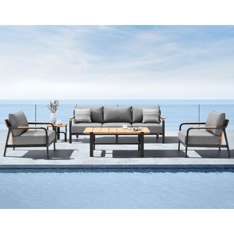 SALA VISCONTI PARA JARDÍN COLOR GRIS CON MESA CENTRAL Y LATERAL (5 PZS)