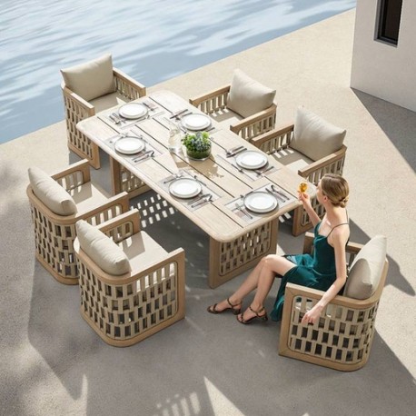 SET COMEDOR RIVA PARA JARDÍN CON 6 SILLAS