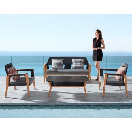 SET SALA SHELDON PARA JARDÍN CON MESA DE CENTRO (4 PZS), DISEÑADO POR NICOLAS THOMKINS.