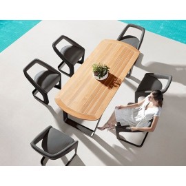 SET COMEDOR ONDA PARA JARDÍN CON 6 SILLAS (NEGRO), DISEÑADO POR PININFARINA