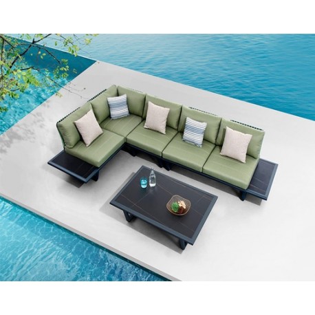 SET SALA ESQUINERA SOPHIA 2.0 PARA JARDÍN CON MESA DE CENTRO (4 PZS)