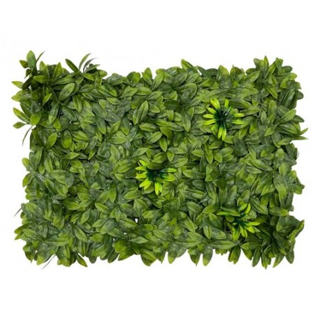 FOLLAJE ARTIFICIAL CON FLORES AMARILLO Y VERDE (40×59cm)