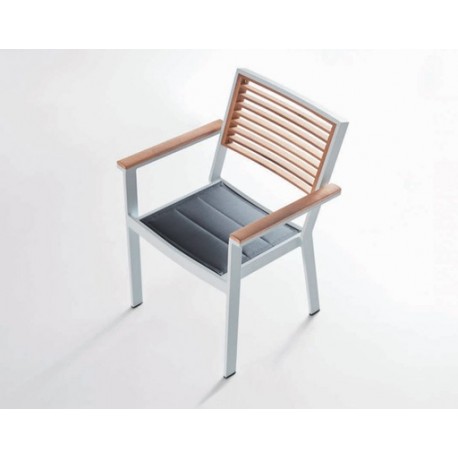 SILLA DE EXTERIOR YORK CON REPOSABRAZOS COLOR BLANCO