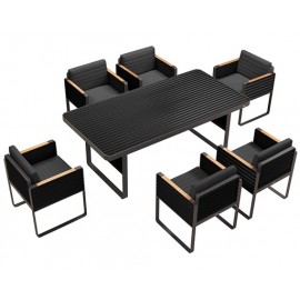 SET COMEDOR AIRPORT PARA JARDÍN DE 6 SILLAS CON REPOSABRAZOS, DISEÑADO POR NICOLAS THOMKINS.