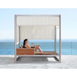 DAYBED DE EXTERIOR GENEVA CON MESA LATERAL PLEGABLE CUBIERTA SUNBRELLA