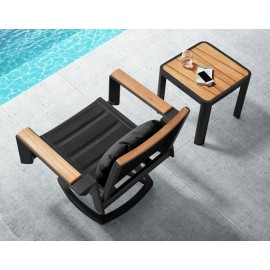 SILLÓN GENEVA DE JARDÍN CON BASE CUADRADA GIRATORIA Y MESA LATERAL (2 PZAS)