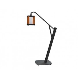 SET LÁMPARA SOLAR AURORA  (27.5×23×23cm) DE INTERIOR/EXTERIOR CON BASE NEGRA Y MADERA DE TECA
